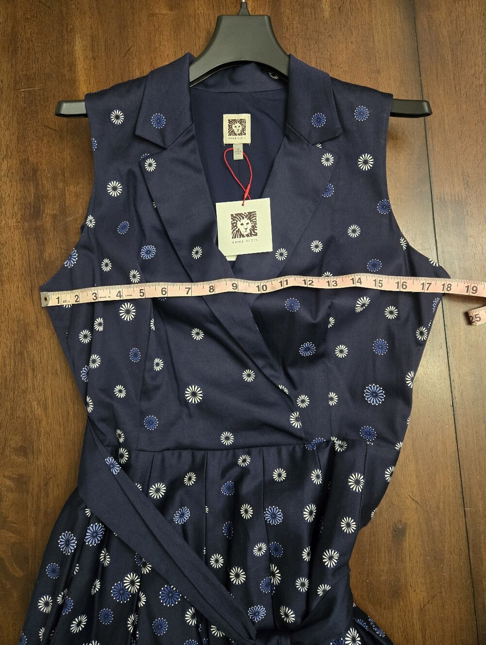 Anne Klein Navy Sleeveless Floral Dress - Picture 6 of 8
